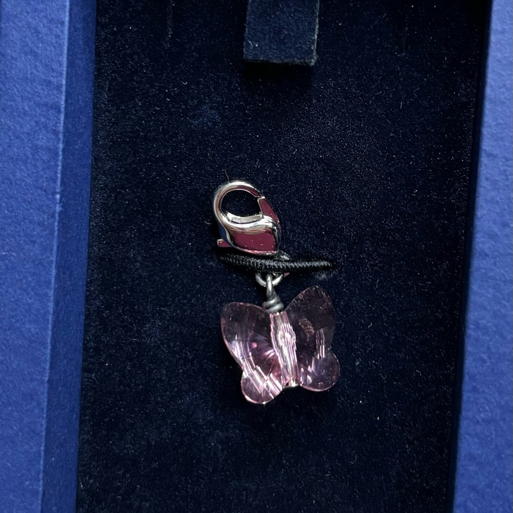 Elegant Swarovski Pink Butterfly Charm